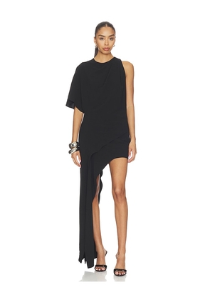 Bardot Halsey High Low Drape Dress in Black. Size 10. Also in 12, 2, 4, 6, 8.