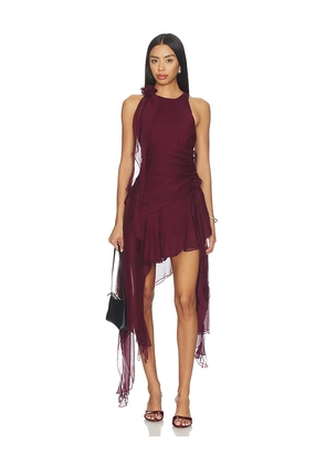 Bardot Ivana High Low Mini Dress in Burgundy. Size 12. Also in 2, 4, 6, 8.