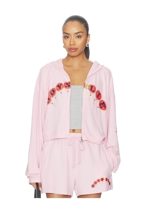 Boys Lie Dating Certified Alex Zip-up Hoodie in Pink. Size M/L. Also in XS/S, XL/XXL.