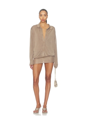 Aya Muse Solin Dress in Brown. Size L. Also in XS, S.