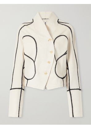 Diotima - Idolo Stitch-detailed Wool-gabardine Jacket - Neutrals - 2,3