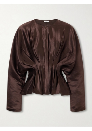 Joseph - Eris Gathered Linen And Silk-blend Blouse - Brown - FR 34,FR 36,FR 38,FR 40,FR 42,FR 44