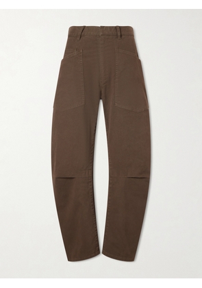 Nili Lotan - Shon Cotton-blend Twill Tapered Pants - Brown - US00,US0,US2,US4,US6,US8,US10,US12