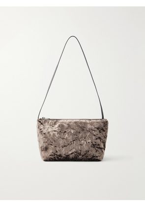 Valesque - Corset Leather-trimmed Crushed Velvet Shoulder Bag - Brown - One size