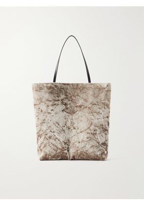 Valesque - Thea Leather-trimmed Crushed-velvet Tote Bag - Brown - One size