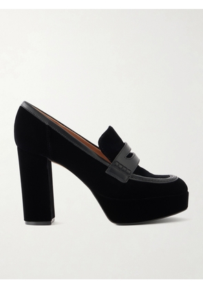 Gianvito Rossi - Hadden 70 Leather-trimmed Velvet Pumps - Black - IT36,IT36.5,IT37,IT37.5,IT38,IT38.5,IT39,IT39.5,IT40,IT40.5,IT41,IT41.5,IT42