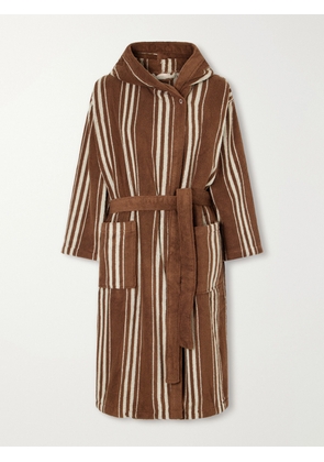 Autumn Sonata - Charlotte Striped Cotton-terry Robe - Brown - S/M