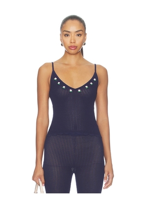 MAJORELLE Lucassia Textured Embroidered Tank in Navy. Size L. Also in XXS, XS, S, M, XL.