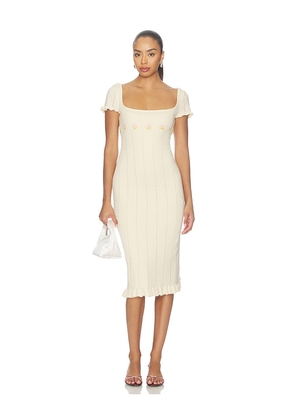 Mirror Palais Tulip Midi Dress in Yellow. Size L. Also in M, S, XS.