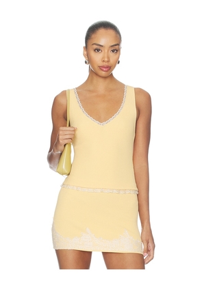Tularosa Elia Lace Knit Tank in Yellow. Size L. Also in XXS, XS, S, M, XL.