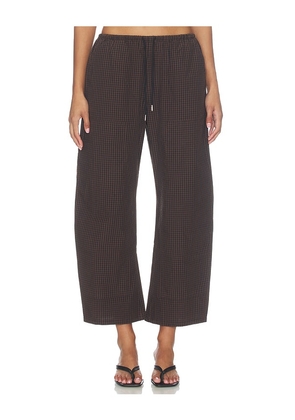 PISTOLA Theo Drawstring Poplin Pant in Brown. Size L. Also in XS, S, M, XL.