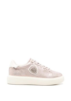 Blauer Venus 01 metallic-effect logo-patch leather sneakers - Pink