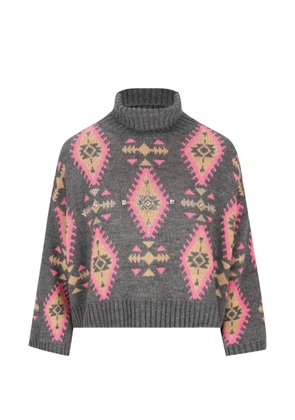 COLOUR MARKET crystal-embellished intarsia-knit sweater - Grey