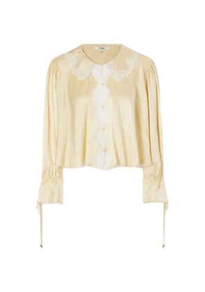Chloé fluid top in washed silk satin & lace - Yellow