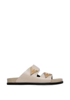 Vanda Novak Sandy logo-plaque double-strap sandals - Neutrals