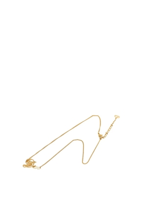 Christian Dior Pre-Owned 1990-2010 Gold Plated Cursive Logo Pendant Necklace costume necklace