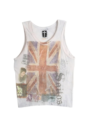SAITOS graphic-print ribbed tank - White