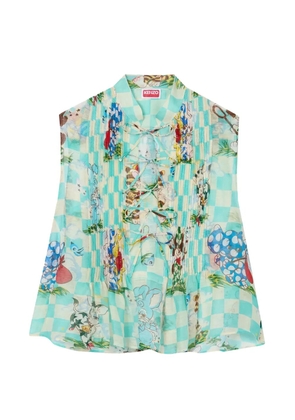 Kenzo checkered lace-up top - Green