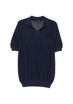 Tagliatore Edwin perforated-knit V-neck sweater - Blue