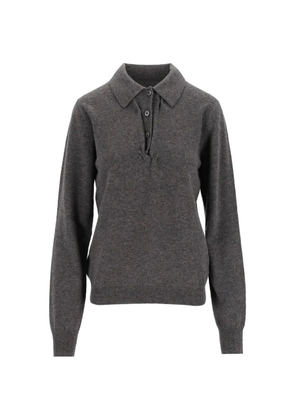 Maison Margiela draped collar wool polo sweater - Grey