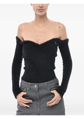 Off-White fuzzy sweetheart-neckline sweater - Black