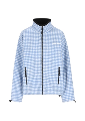 Miu Miu gingham-check logo-embroidered jacket - Blue