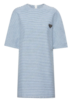 Prada striped short-sleeve denim dress - Blue