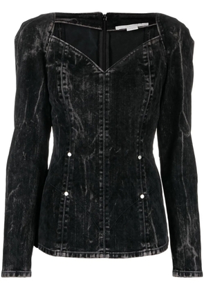 Stella McCartney flocked velvet denim blouse - Black
