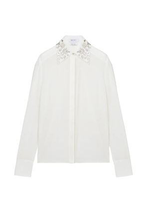 Alexander McQueen floral embroidery shirt in ivory - White