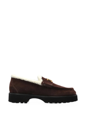 Valentino Garavani VLogo Signature shearling-lined loafers - Brown