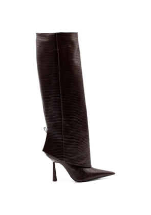 GIABORGHINI reptile-print knee-high boots - Brown