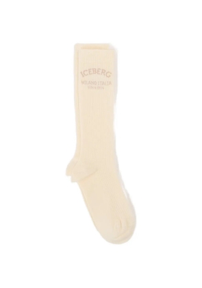 Iceberg logo-intarsia ribbed socks - Neutrals
