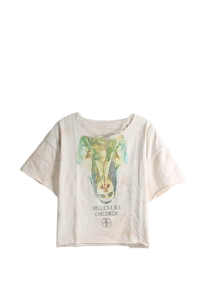SAITOS graphic-print distressed T-shirt - Neutrals