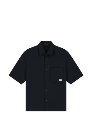 Emporio Armani seersucker shirt with down padding and rib details - Blue