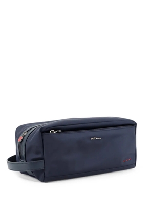 Kiton logo-plaque side-handle clutch bag - Blue
