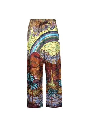 Atelier Vlisco graphic-print drawstring straight-leg trousers - Red