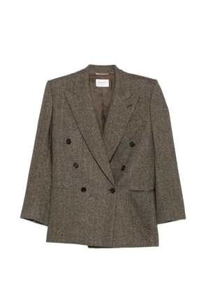Saint Laurent herringbone-pattern double-breasted blazer - Brown
