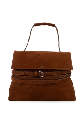 Moschino buckle-detail suede tote bag - Brown