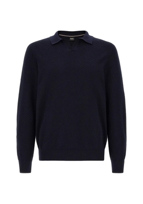 BOSS H-Lomarino textured-knit polo shirt - Blue