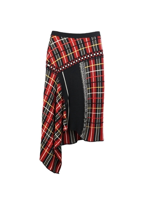 Jean Paul Gaultier Pre-Owned tartan asymmetric knit midi skirt - Red