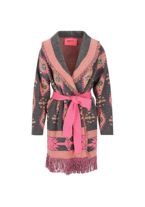 COLOUR MARKET geometric-pattern fringed cardigan - Grey