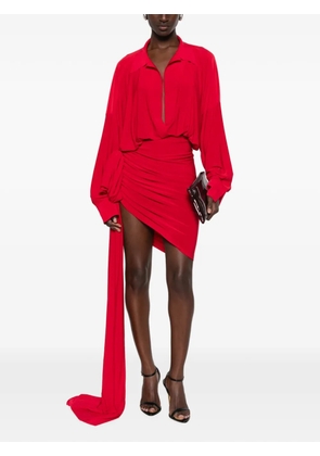 Norma Kamali bow-detail draped asymmetric mini dress - Red