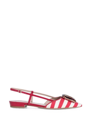 Roberto Festa Mimma rhinestone-embellished striped slingback flat pumps - Red