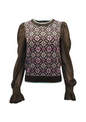 Maje Maely geo-print sweater - Black