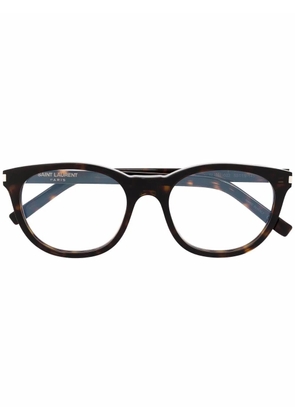 Saint Laurent Eyewear tortoise shell round frame glasses - Brown