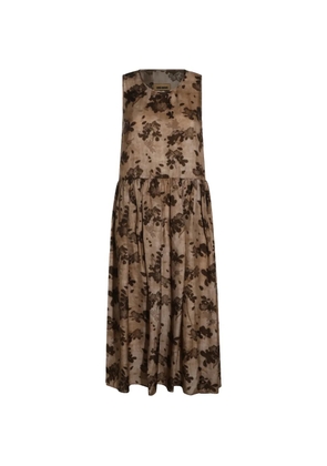 Uma Wang sleeveless floral-print midi dress - Neutrals