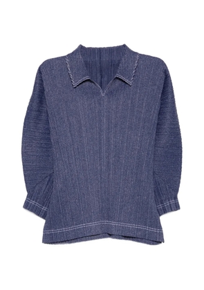 Pleats Please Issey Miyake V-neck T-shirt - Blue