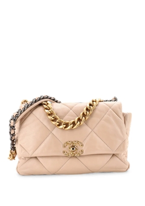 CHANEL Pre-Owned 19 Flap Bag Quilted Leather Large crossbody bag - Neutrals