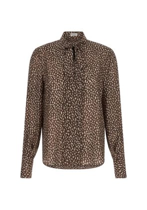 Brunello Cucinelli Lavallière-collar shirt - Brown