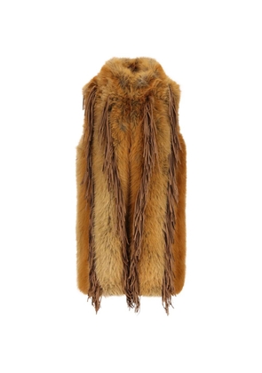 UNCOMMON fringe-detail faux-fur coat - Brown